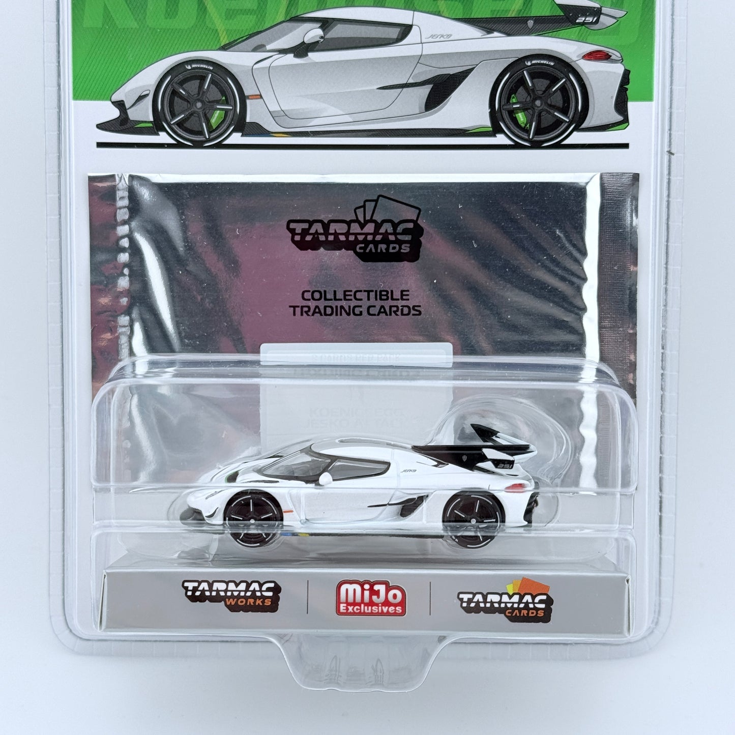 Tarmac Works 1:64 Koenigsegg Jesko Attack with Trading Card – White – Global64