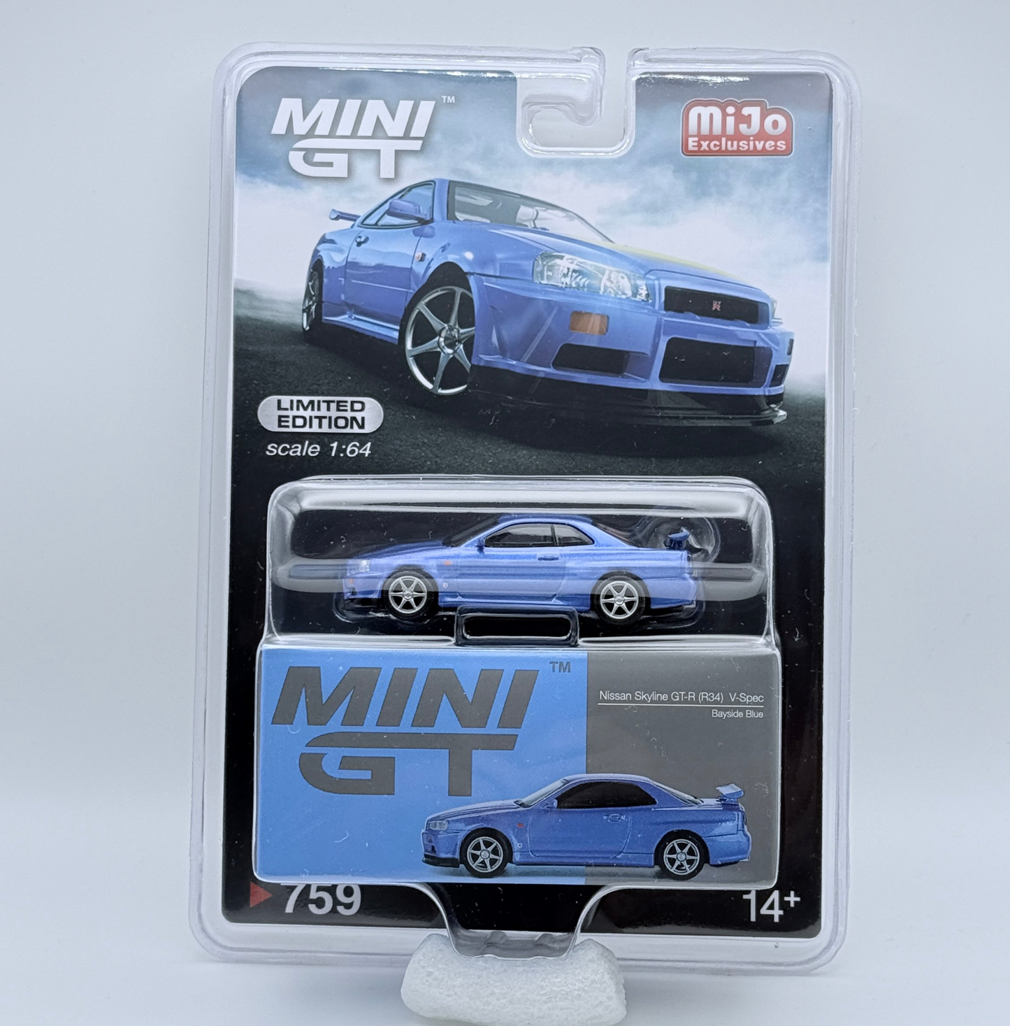 Mini GT Nissan Skyline GT-R (R-34) V-Spec Bayside Blue #759