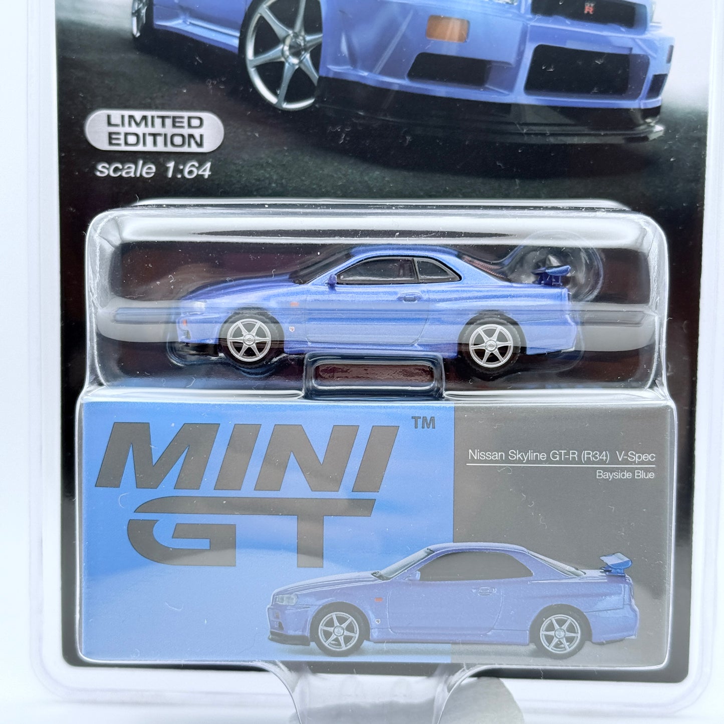 Mini GT Nissan Skyline GT-R (R-34) V-Spec Bayside Blue #759