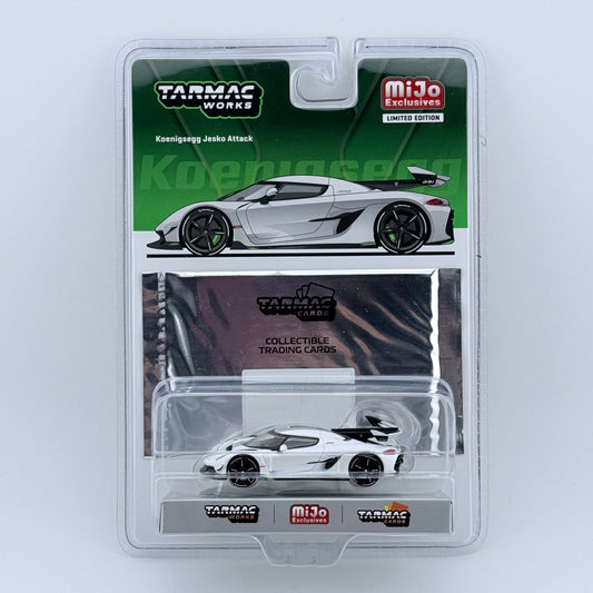 Tarmac Works 1:64 Koenigsegg Jesko Attack with Trading Card – White – Global64